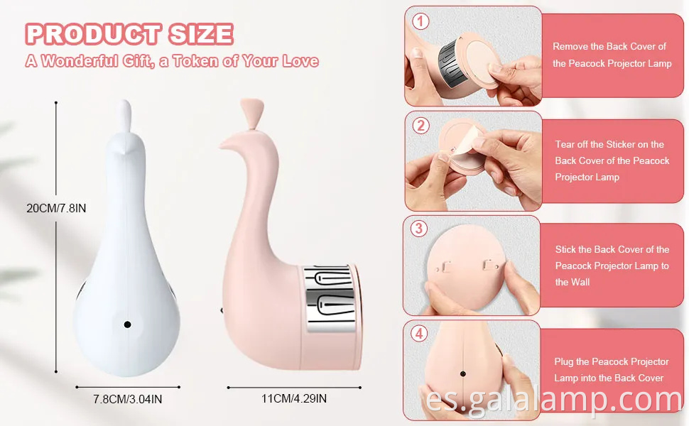 Peacock USB Desk Light: Lámpara de noche de proyección de arcoiris de control remoto de Navidad